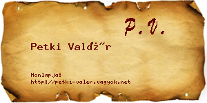 Petki Valér névjegykártya